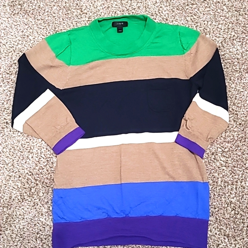 J Crew Striped Crew neck sweater